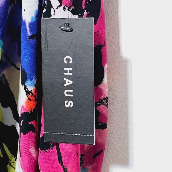 Chaus Dress Women's Sz XL Floral Semi Sheer Cowl Neck Drawstring Waist Boho-chic - Picture 4 of 6